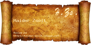 Haider Zsolt névjegykártya